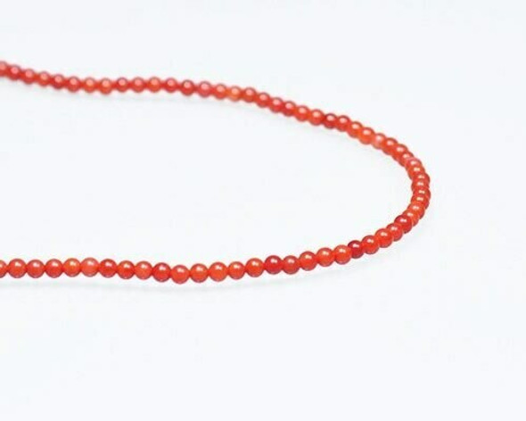 Round Red (Dyed) Coral Beads 2.5-3mm | Sold By  1 Strand(7.5") | BS0016