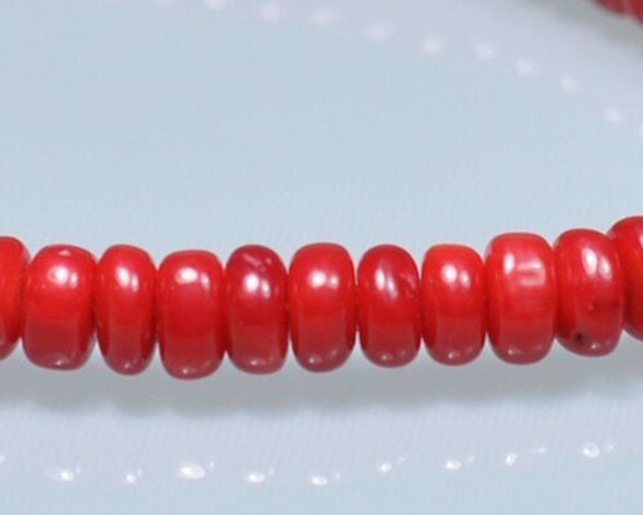 Rondelle Red Coral (Dyed) Beads 3x6mm | Sold By  1 Strand(8") | BS0022