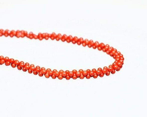 Dogbone Red Coral (Dyed) Hand-cut Beads 4x8mm | Sold By  1 Strand(9") | BS0028