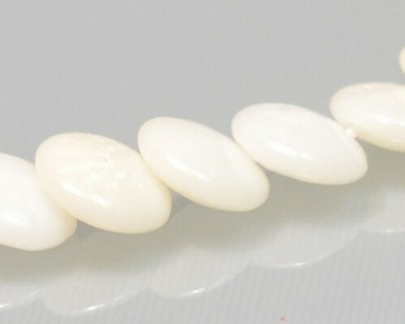 Lentil (Drilled to overlap) Ivory Tridacna Shell Beads 3x7mm | Strand(7.5") | BS0036