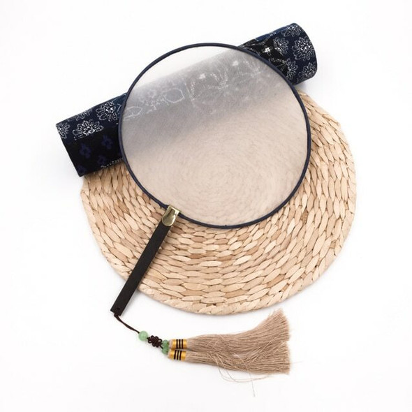 Silk Fan | Round (Brown) | Double Tassel | Alum Treated | FFP04B