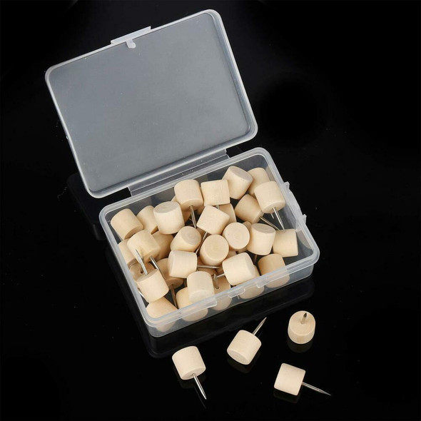 Wooden Cylinder Push Pins | 9mm | Box of 40 | H198208