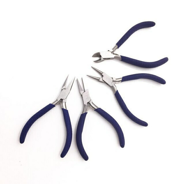 Pliers, economy chain-nose, steel and rubber, black or blue, 4-1/2