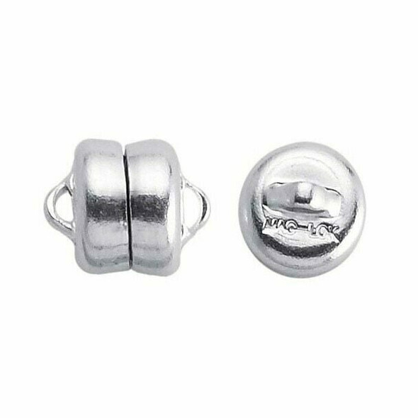 Brass Silver-Plated Mag-Lok Button Magnetic Clasps 7.8mm | Sold by