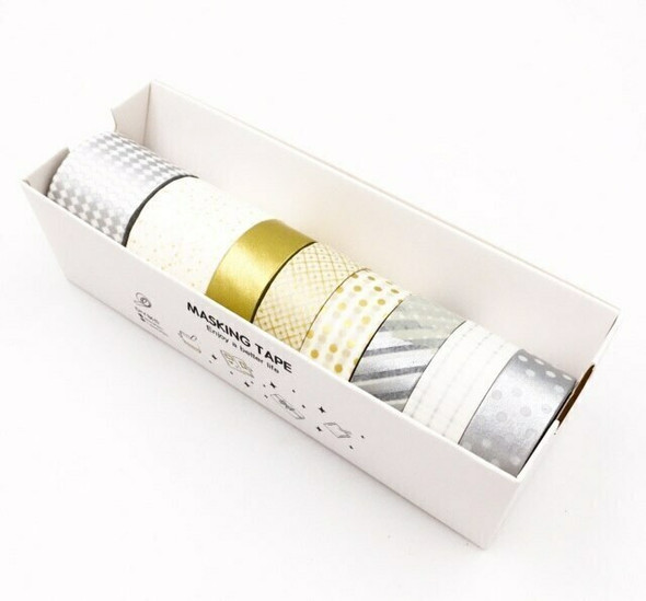 Silver & Gold Washi Tape Set of 8 | 6928891224838