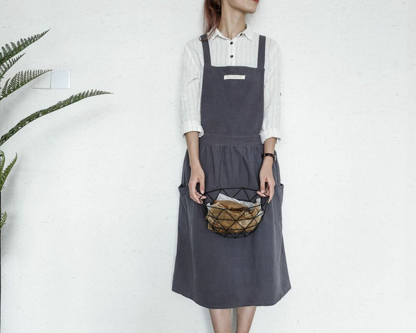 Washed Cotton Apron | Soft Blue | H20201024 - Yu Yo The Artists 