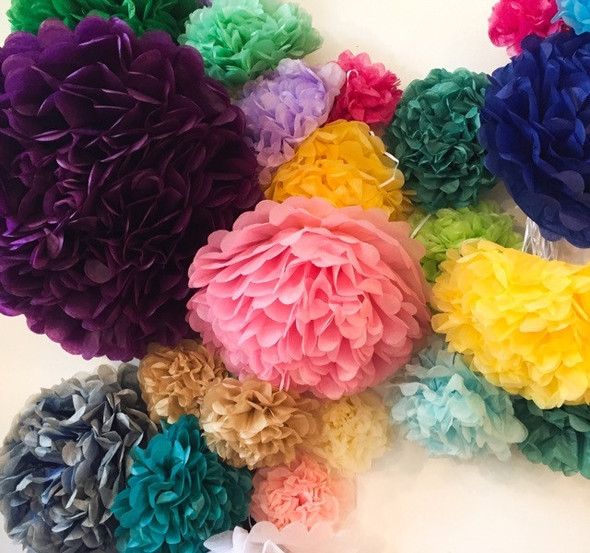 Tissue Paper Flower Pom Poms | DIY Decoration | 25cm | Sold by Each | PF25