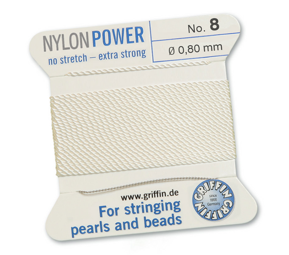 White Nylon Bead Cord | No.8 (0.80mm) | 841054007085