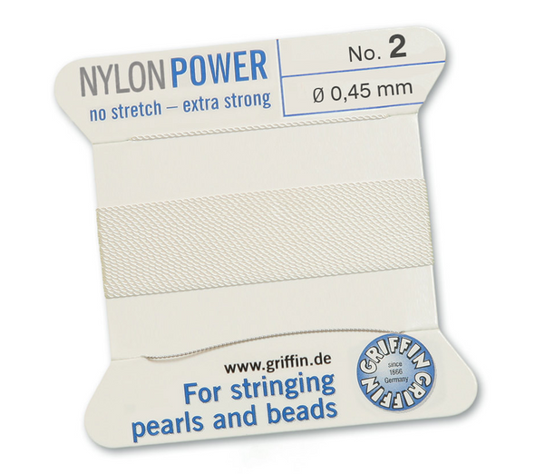 White Nylon Bead Cord | No.2 (0.45mm) | Sold by Bundle of 10 | BDC-101.02