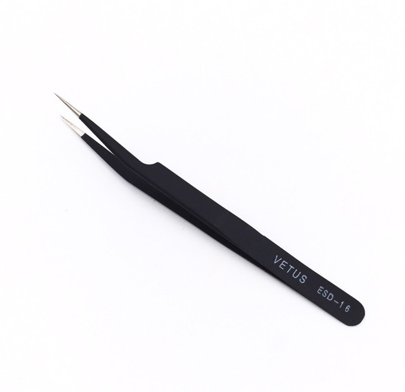 Extra Sharp Black Coated Steel Tweezers | Off-Set Straight Tip | ESBCT01