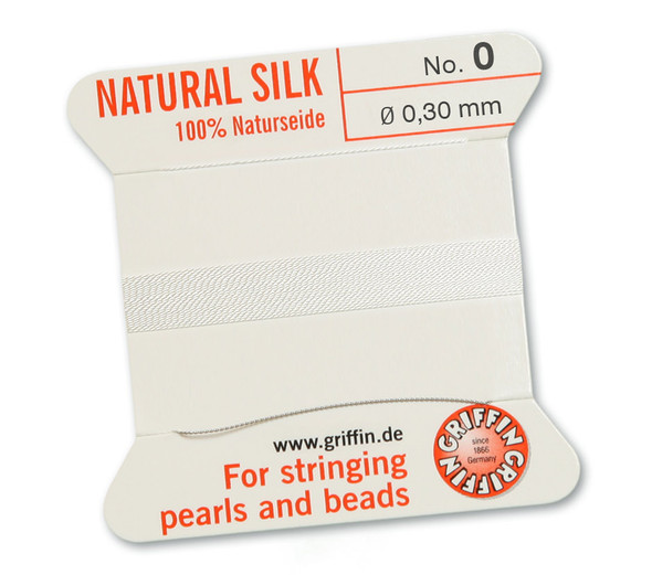 White Silk Bead Cord #0 With Beading Needle | 0.3mm | Length:2 Metres  | BDC-231.00