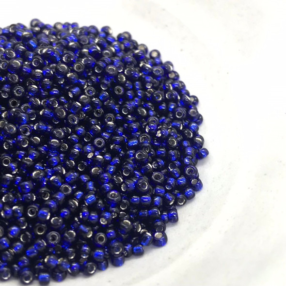 Seed Beads | Small 2mm | Silver Coated Inside | Dark Blue | Sold by 50g | GB028