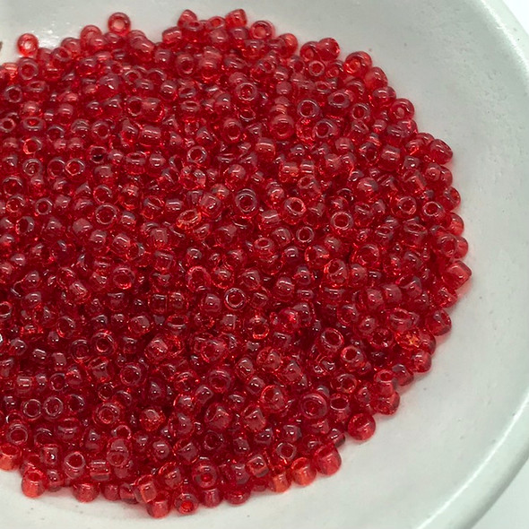 Seed Beads | Medium 3mm | Transparent | Red | Sold by 50g | GB172