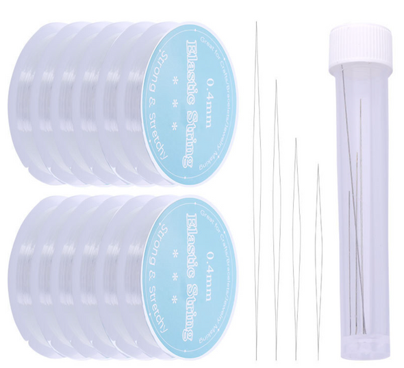 Elastic Crystaline Cord | Set of 16 | 0.4-1.0mm, 3 Sizes of Needle With Storage | 196020892869