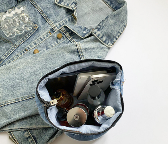 Casual Shoulder Tote Handbag with ZIpper| Light Denim