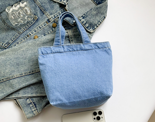 Casual Shoulder Tote Handbag with ZIpper| Light Denim