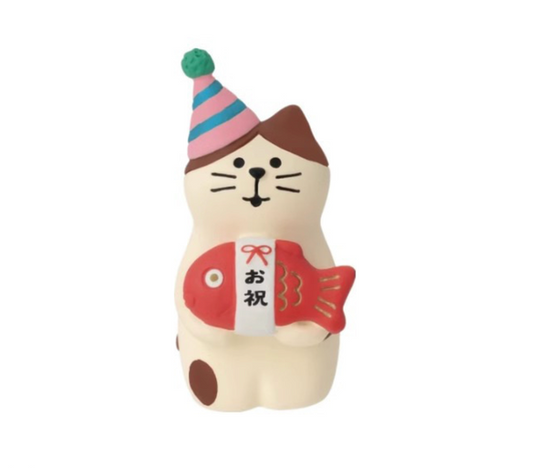 Zakka Birthday Cat Figurine | Koi Fish Cat | 50606