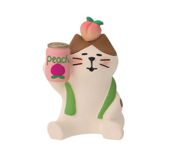 Zakka Peach Cat Figurine | Peach Drink Cat | 50608
