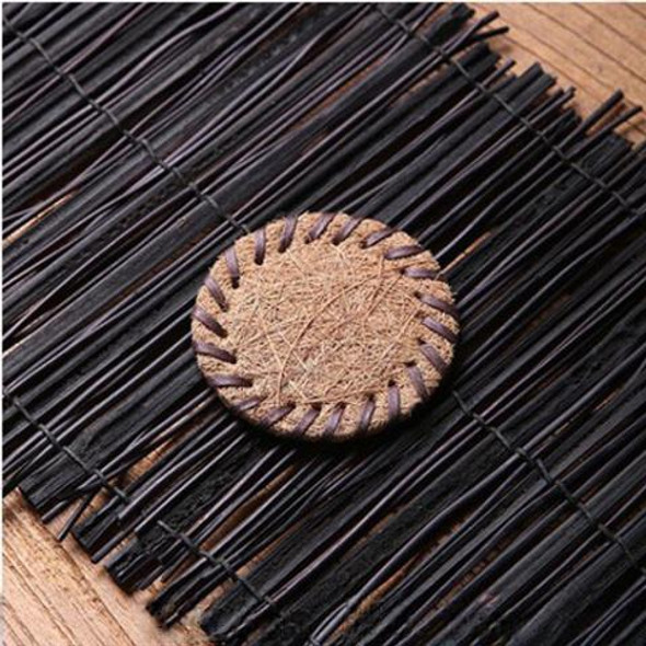 Thick Bristle Cup Mat | Palm Fiber Coaster | Heat Resistant | 8cm Light Yellow | 50461