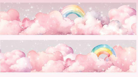 Tomato Sauce Girl Washi Tape | Cloud Series | Decorative Tape | Rainbow Sky | 50413