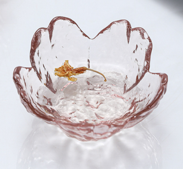 Japanese Sakura Glass Dish | Pink Flower Shape | Small Sauce Dish | Gloss Finish | 4431
