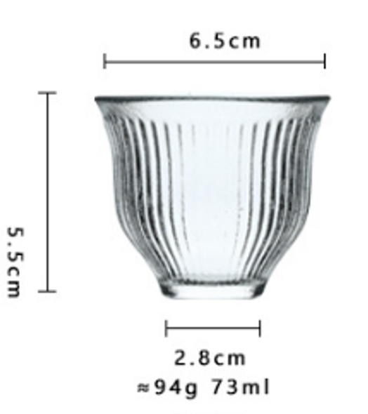 Japanese Glass Tea Cup | Lined Texture | Gong Fu Master Cup | No.35 | 24434