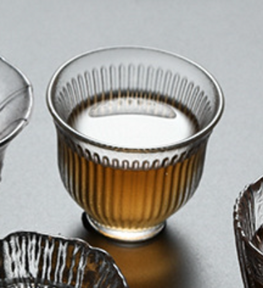 Japanese Glass Tea Cup | Lined Texture | Gong Fu Master Cup | No.35 | 24434