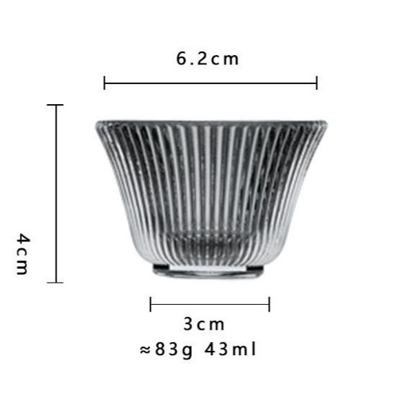 Japanese Glass Tea Cup | Line-Grooved Texture | Gong Fu Master Cup | No.42 | 4436 Japanese Glass Tea Cup | Line-Grooved Texture | Gong Fu Master Cup | No.42 | 4436