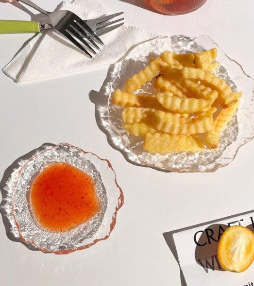 Irregular Glacier Glass Plate | Dessert Plate | 15Cm | 50581