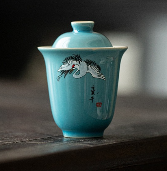 Tea cup | Sea Salt Blue | Rui Crane Pattern   | 50276