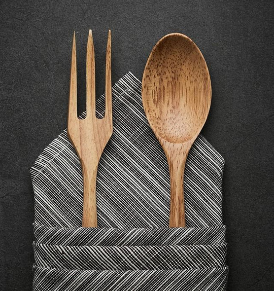 Wooden Spoon & Fork Set | Triangular Handle Design | 24689