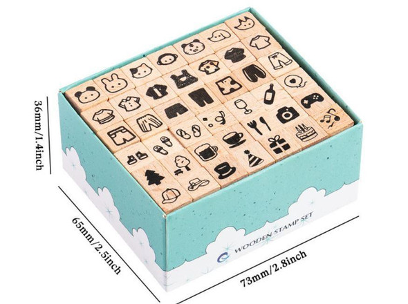 42Pcs Wooden Stamp Set | Animal Party | 50849