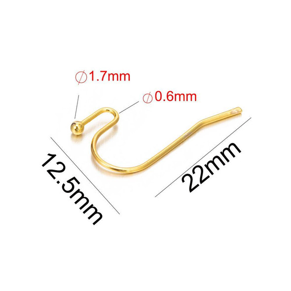 Ball Ear Hook | Base Metal | Gold Finishing | Sold By 10 Pcs/Pk | 250089