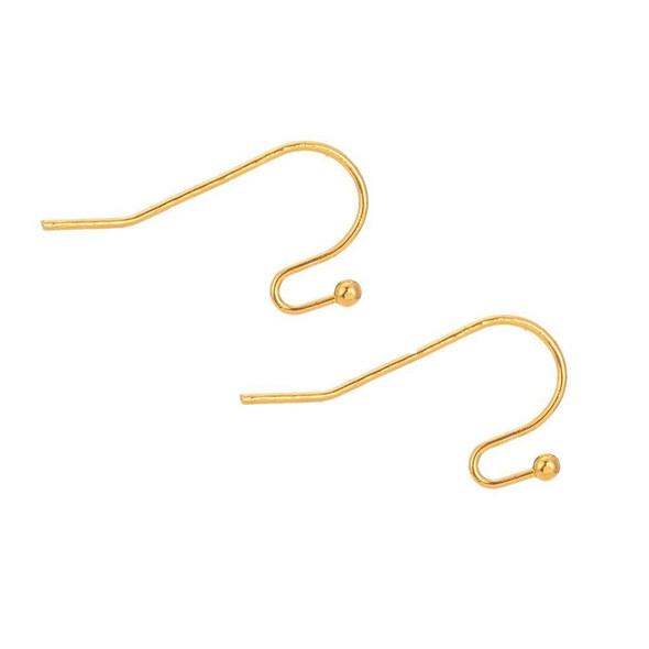 Ball Ear Hook | Base Metal | Gold Finishing | Sold By 10 Pcs/Pk | 250089