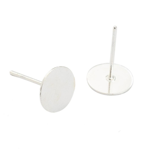 Flat Pad Earring Post | 5 mm | Silver Plated | Sold By 10 Pcs/Pk | 250095