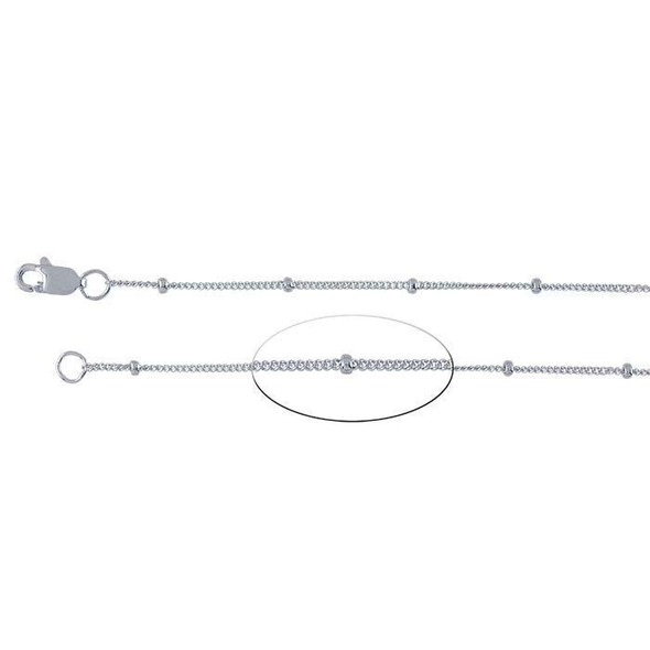 Sterling Silver 1mm Curb Chain with 1.9mm Beads 22" | Sold by Each |  61310322