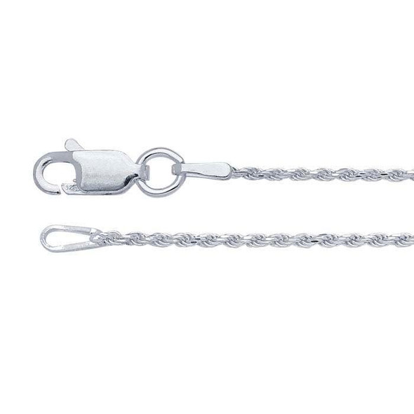 Sterling Silver Diamond Cut Rope Chain | 1.2mm | 30" | Sold by Each | 61306830