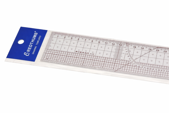 Multifunction Drafting & Quilting Ruler | Transparent Sewing Grid Ruler with Protractor | 50cm