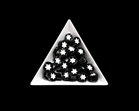 Fusing Glass Botton | Black and White Star| 90 COE | 10g