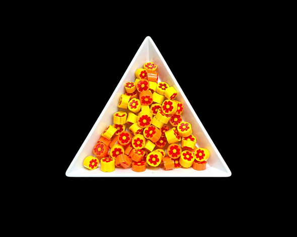 Fusing Glass Botton |Red and Yellow Flower| 90 COE |10g