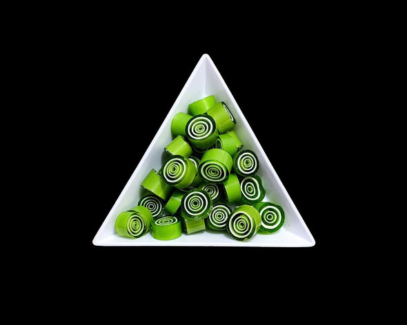 Fusing Glass Botton |Green Spiral| 90 COE |10g