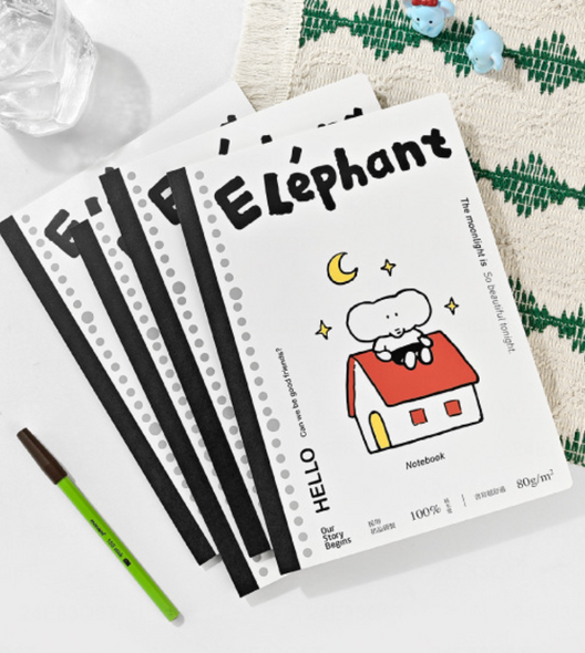 Cute B5 Notebook | Tearable for Spiral Spine or Binder Insert | Elephant | 6954041409688 (Random Style)