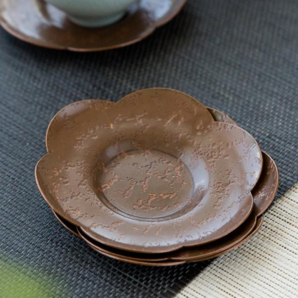 Solid Copper Tea Coaster | Heat Resistant Cup Holder | Japanese Style | Plum Blossom Shape | T260412