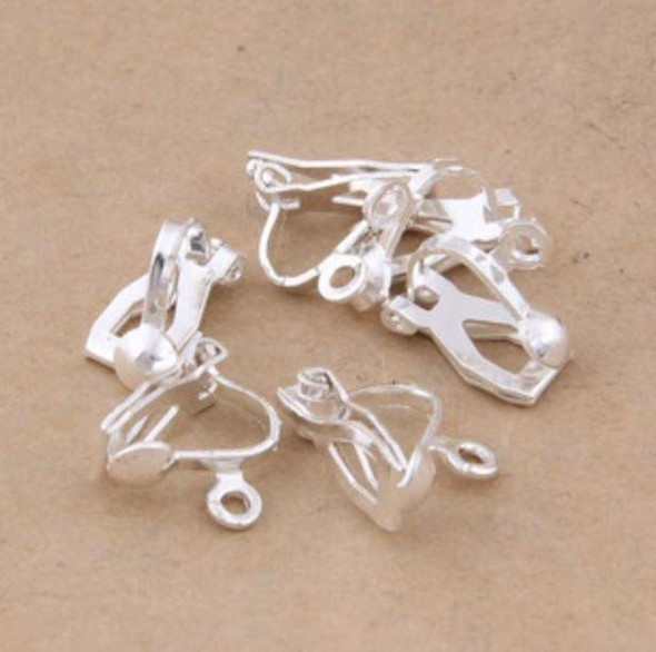 Clip-On Earring Converter | Triangle Clip | Brass Findings | White Gold Finish | 10Pcs/Pk | 260512