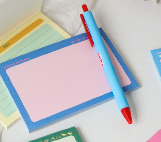 Have A Nice Day Note Pads | Blue & Pink Grid | H2604098