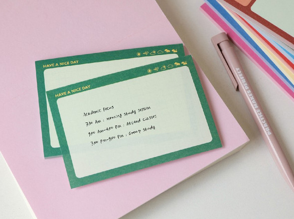 Have A Nice Day Note Pads | Green Grid | H2604096