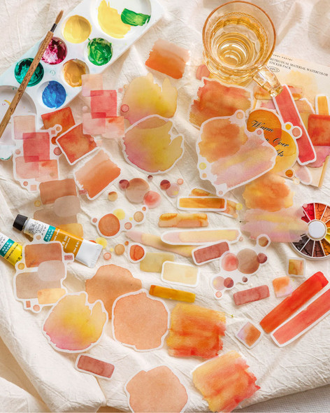 Watercolour Fantasy Series Washi & PET Stickers | Orange | 6978422076863