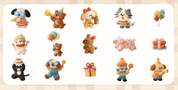 Fluffy Cooperative Series Decorative Sticker Set | Fluffy Party | 6932299911634