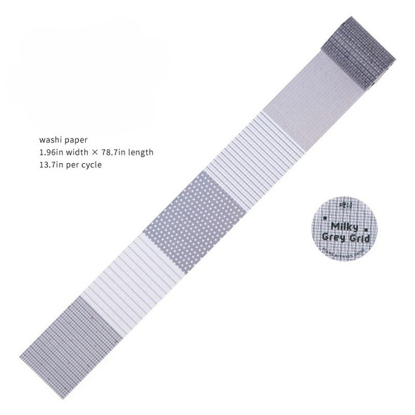 Washi Tape | Milky Grey Grid | 6978422072674