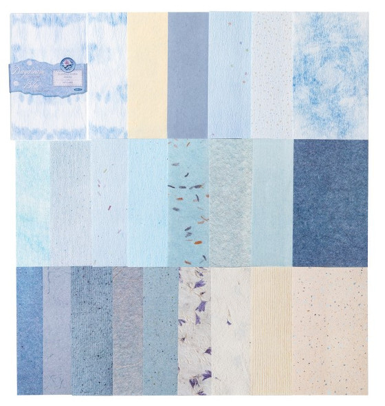 Textured Paper Assortment | Journal Making | Scrapbooking | Collage | 100 Sheets | Daydream Blue | 6937046266111